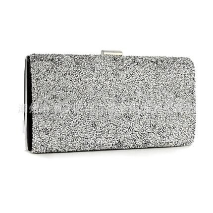 Women's Silver Glitter Clutch, Elegant Evening Bag with