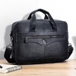 Premium Brown Leather Briefcase - Elegant Business Laptop Bag - Image 12